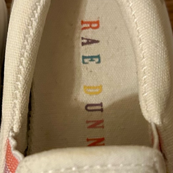 Rea Dunn Canvas Slip-On Shoes - Cream with Rainbow Design - Picture 3 of 5